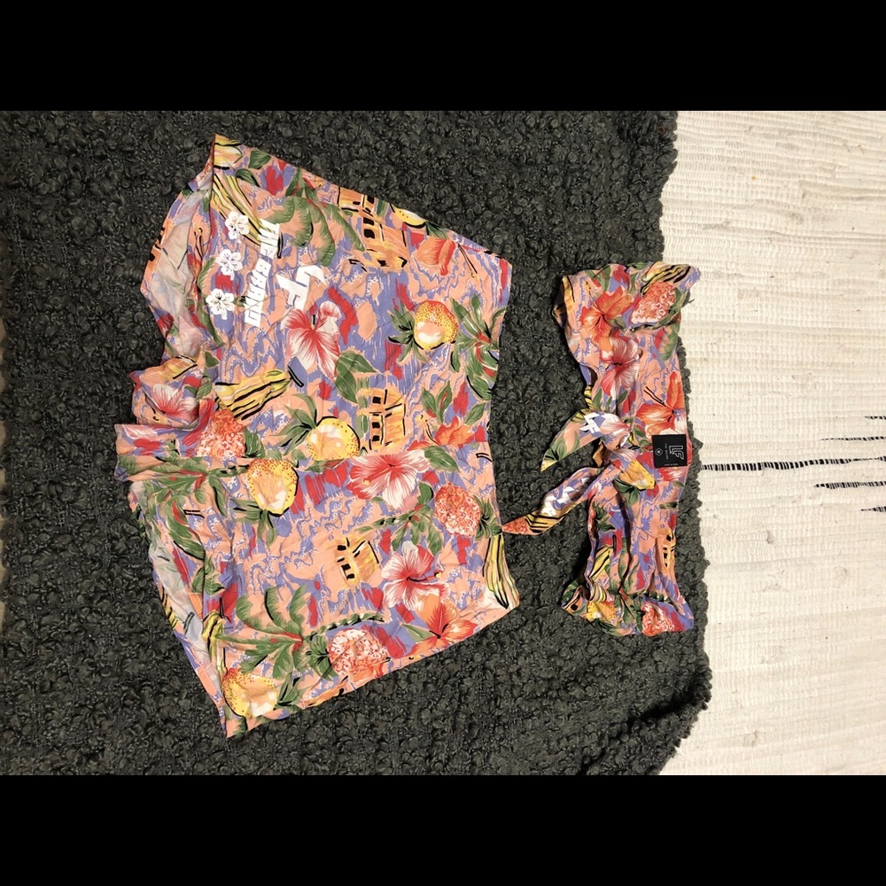 LF floral shorts and tie crop top